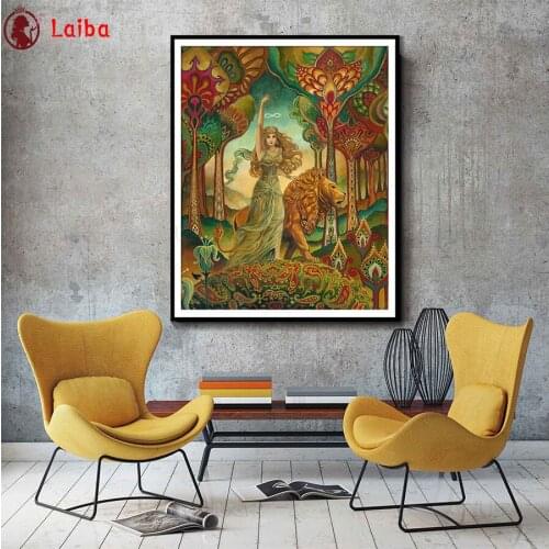 Diamond Painting Strength Tarot Goddess Psychedelic Pagan Mythology Psychedelic Bohemian Gypsy Goddess diamond mosaic