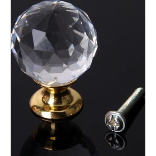 Baoblaze Stylish 30mm Crystal Glass Door Handle Knob for Furniture Drawer Cabinet Kitchen Pull Handle Knob Handle Wardrobe Acce