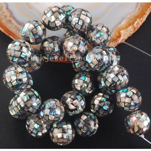 Free Shipping Fashion Jewelry 14mm Beautiful New Zealand Ablone Shell Ball Loose Beads FG6745