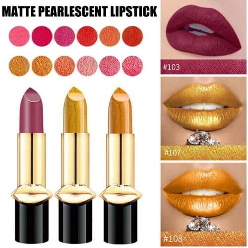High Quality Glimmer Metallic Lipstick Metal Color Moisturizing Lipstick Waterproof Long-Lasting Makeup for Women