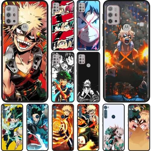 Phone Case For Moto G9 G8 Play Power Lite One Fusion E6s G30 Edge G Stylus Black Caso TPU Soft Bumper My Hero Academia Anime