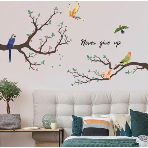Home Office Decor Chinese Style Wall Stickers Flowers Wallpaper Teen Bedroom Living Room Wall Decor Sofa TV Backdrop Wallsticker