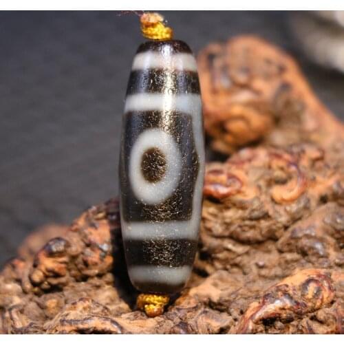 Energy Tibetan Old Oily Agate Patina 3 Eye Big Wisdom Totem dZi Bead Amulet AAA Timestown UPD22