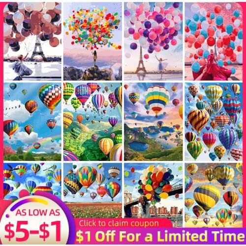 EverShine Diamond Embroidery Landscape Diamond Painting Hot Air Balloon Cross Stitch Rhinestones Art Bead Picture Kit Wall Decor