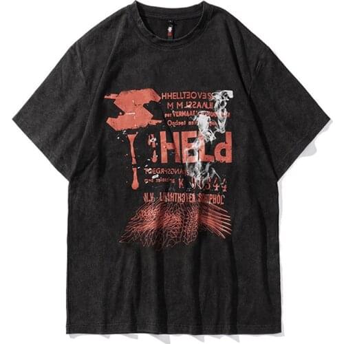 Hip Hop Harajuku T Shirts Men 2021 Character Tie dye Printed Loose Short Sleeve Fashion Dark Streetwear Casual Cotton Tops Tees