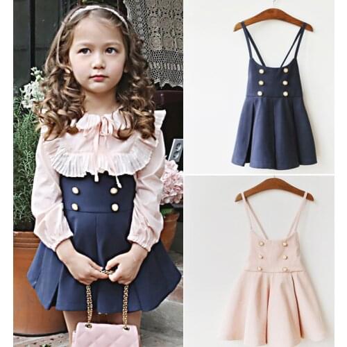 Korean New Child Girls Kids Pink / Blue Party Dresses Baby Clothes China Wedding Autumn Prom Dresses For Children