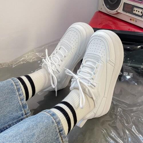 White shoes Casual Sneakers Womens Shoes Plaid Tennis Female Platform Kawaii Vintage Vulcanize shoes Fashion 2021