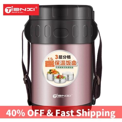 TIANXI Stainless Steel Food Heater Japanese Lunch Box Kitchen Food Box Portable Picnic Bento Box