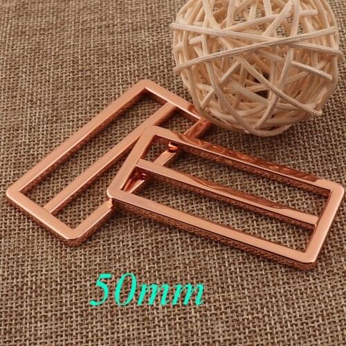 10 PCS Rose Gold Metal Purse Slide Buckles,50mm Strap Fasteners 2" Belt Adjuster Buckles Bag Luggage Straps Purse Hardware