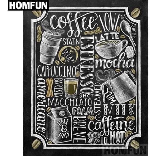 HOMFUN Full Square/Round Drill 5D DIY Diamond Painting "Love coffee" Embroidery Cross Stitch 5D Home Decor Gift A02511