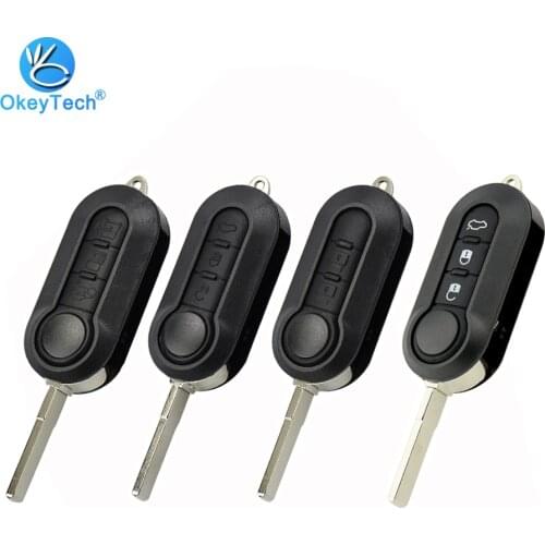 OkeyTech Silicone 2/3 Button Car Key Shell Pad Case Flip Folding Key Cover Fob SIP22 Blade for Fiat 500 Panda Punto Ducato Stilo
