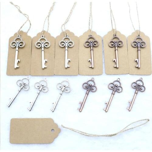 50 Pcs/Lot Metal Skeleton Key Bottle Opener with Escort Tag Card Wedding Party Favor Guest Creative Gifts Rustic Wedding Decor
