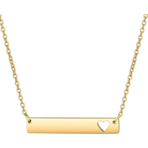 Mirror Polish Stainless Steel Hollow Heart Blank Bar Charm Necklace 35*6mm DIY Necklace 4Colours 10Pcs/lot