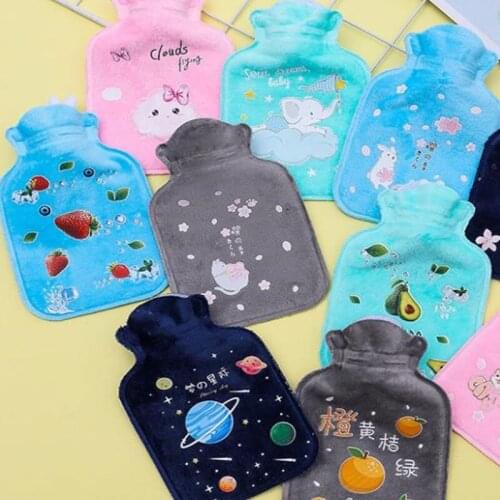 Portable Cute Pattern Hot Water Bottle Mini Coral Fleece Hand Warmers
