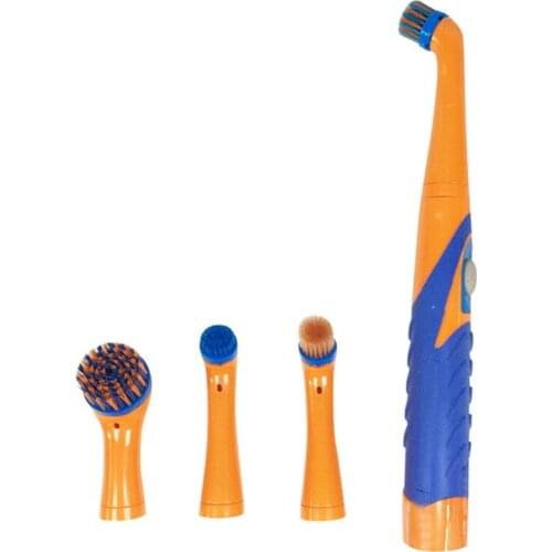 Random Color 26CM Super Sonic Scrubber Electric Cleaning Brush Household All Purpose W/4Heads