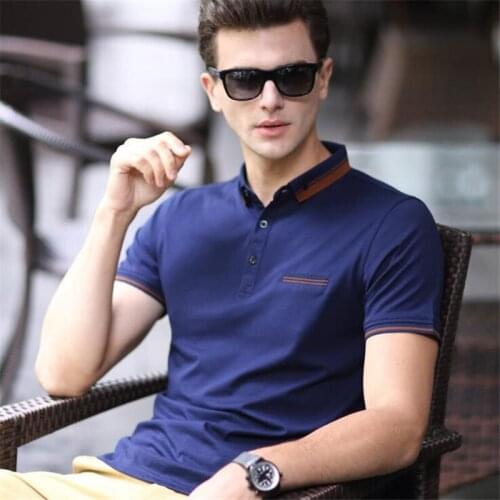 Business Men Lapel Collar Tops&Tees High-end Quality Cotton Slim Short Sleeve Shirt Summer&Spring Big Yards Classic Polos Shirts