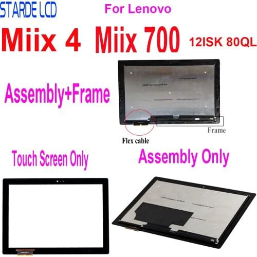 12" Touch Screen For Lenovo Miix 700 -12ISK 80QL Miix 4 Laptops LCD Replacment Panel Assembly With Frame