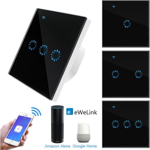 Touch Sensor EU Wifi Smart Touch Switch 1/2/3 Gang Wireless Control Switch ewelink App Control Work with Alexa Google Home