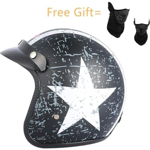 DOT Approved Star Pattern Helmet Men Women Summer Scooter Motorbike Moto Bike Vintage Motorcycle Half 3/4 Open Face Helmets