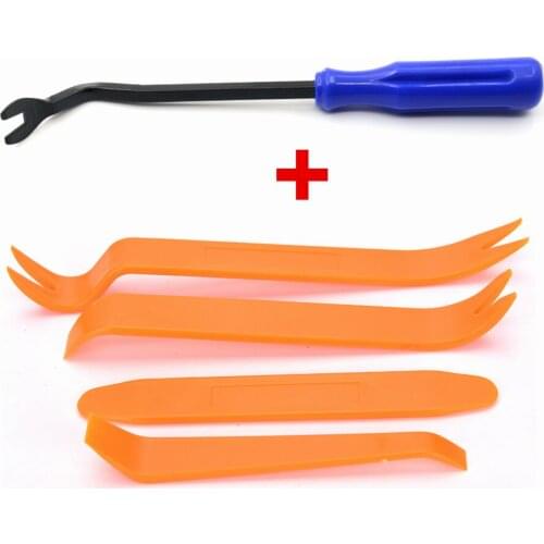 Blue Car Removal Tool + 4pcs/set Portable Vehicle Car Panel Audio Trim Removal Tool Set Kit Practical Car Repairing Hand Tools