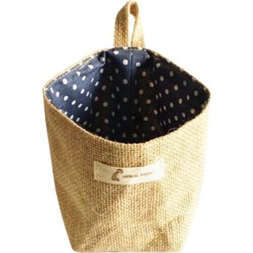 Storage Pouch Collapsible Lovely Mini Cotton Linen Storage Basket for Household Mini Cotton Linen Storage Basket