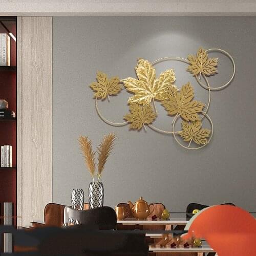 Modern Luxury Wrought Iron Gold Leaf Wall Sticker Home Livingroom Wall Hanging Crafts Office Store Lobby Wall Mural Decoration