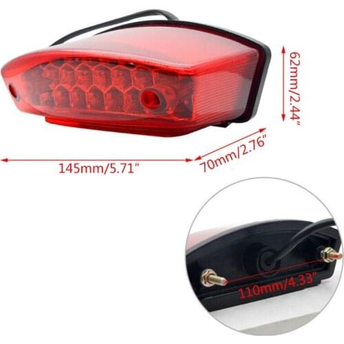 Universal 12V Motorcycle License Plate Light Red Tail Rear Lights Brake Stop Lamp 3 Wire