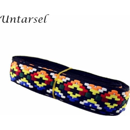 Untarsel 5yards/lot 2.5cm embroidered clothing ethnic webbing lanyard fabric friends tv show gifts for christmas decoration