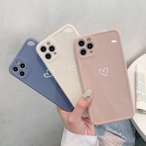 Moskado Cute Candy Color Cartoon Love Heart Camera Protective Phone Case For iPhone 11 12 Mini Pro Max X XR XS 7 8 Plus SE2020