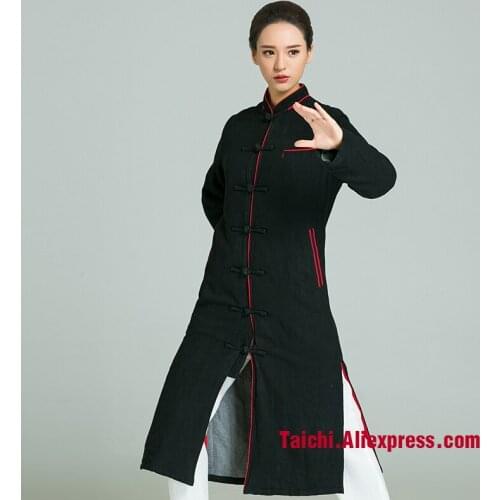 Winter Tai Chi Clothes Thicker Robe male Handmade Linen Tai Chi Uniform Wushu Kung Fu martial Art Suit