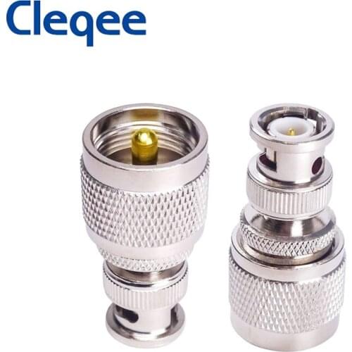 Cleqee 1PC RF Adapter BNC male to UHF PL259 male Straight RF Coax Adapter UHF to BNC Convertor
