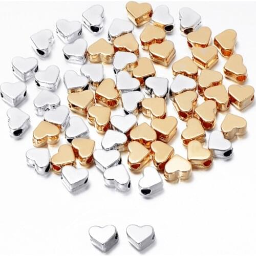 30pcs Gold Color Heart Beads Spacer Beads Loose Beads Charms for DIY Beaded Bracelets Necklaces for Jewelry Making 6x7x3.5mm DIY