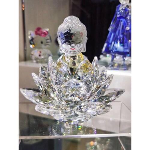2020 New Style Crystal Religious Lucky Lotus Maitreya Buddha Statue Decorative Carved Car Ornaments Wishes Blessing Gift
