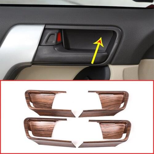 4 pcs Pine Wood Grain For Toyota Land Cruiser Prado FJ150 150 2014-2018 Year Car ABS Interior Door Bowl Cover Trim Accessories