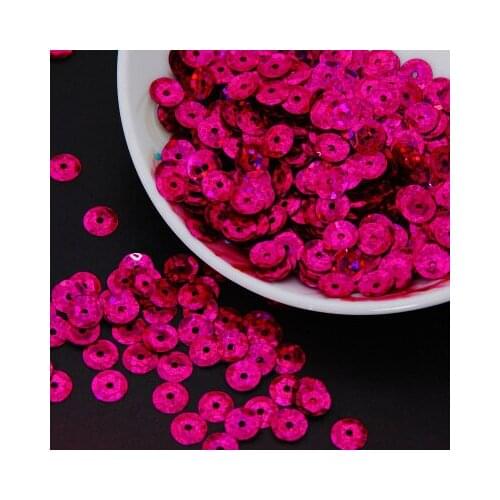50g(1650pcs) 8mm Cup Laser Bright Sequin Round Paillettes Sewing Wedding Craft Embossing Rose Red Laser