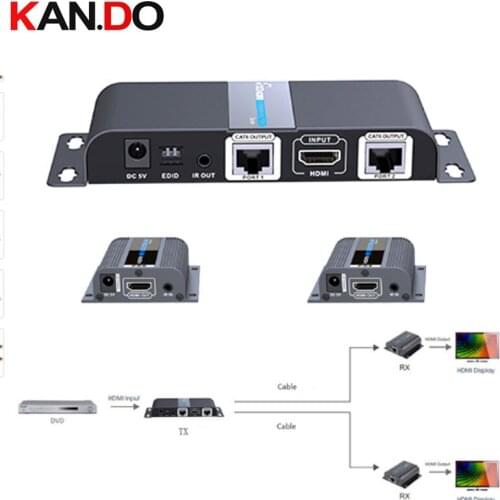 712 2-port UTP HDMI 1X2 extender splitter by cat5e/6 cable up to 50M with IR&POE(1 sender+2 receivers included) HDMI extender