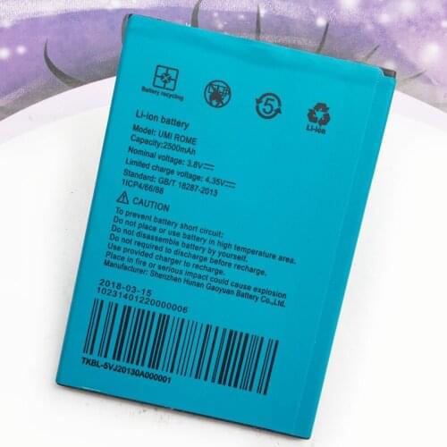 New Original For UMI ROME Cell Phone Battery For UMI ROME X 2500mAh Mobile Phone Batteries