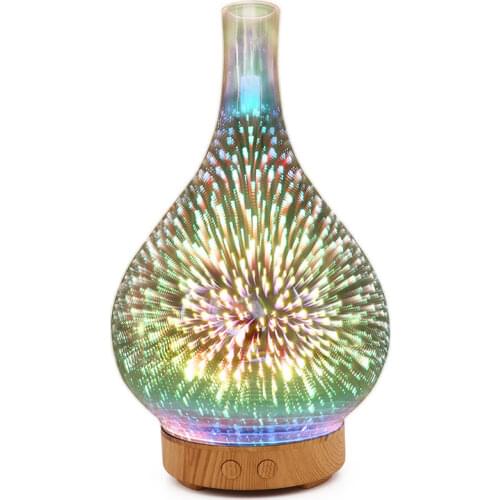 100ml 3D Firework Glass Vase Shape Aroma diffuser 7 Color Led Aroma Essential Oil Diffuser Mist Maker Ultrasonic Air Humidifier