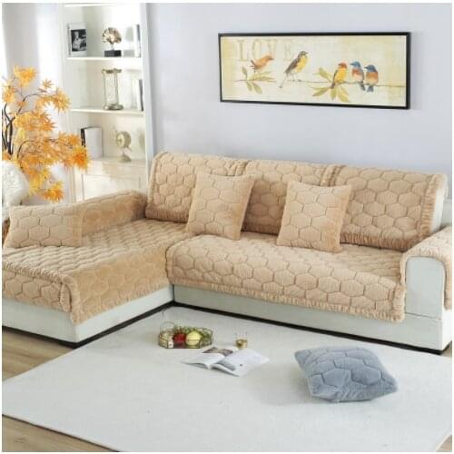 White grey plaid sofa cover plush long fur slipcovers fundas de sofa sectional couch covers fundas de sofa SM5682 FREE SHIPPING