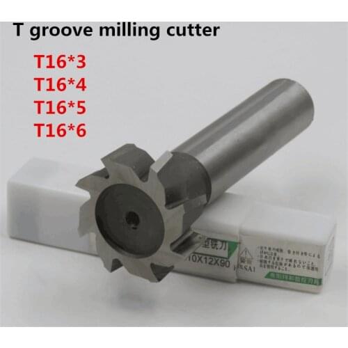Free delivery 4PCS T16*3*4*5*6 high speed steel Straight shank T groove milling cutter T type Straight shank milling cutter