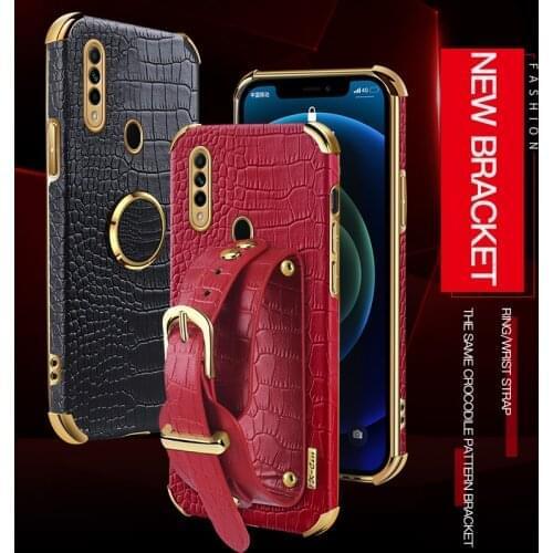 Wrist Strap Crocodile Leather Case For Samsung Note 20 S20 FE S21 Plus Ultra A51 A71 A32 A52 A72 A21S A12 A02 Holder Phone Cover
