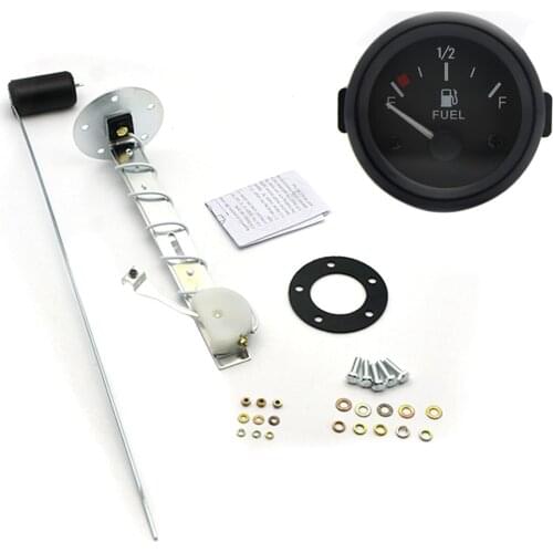 2" 52mm Fuel Level Gauge Car Meter with Fuel Float Sensor White LED Light Black Rim Automotive Gauges 12V