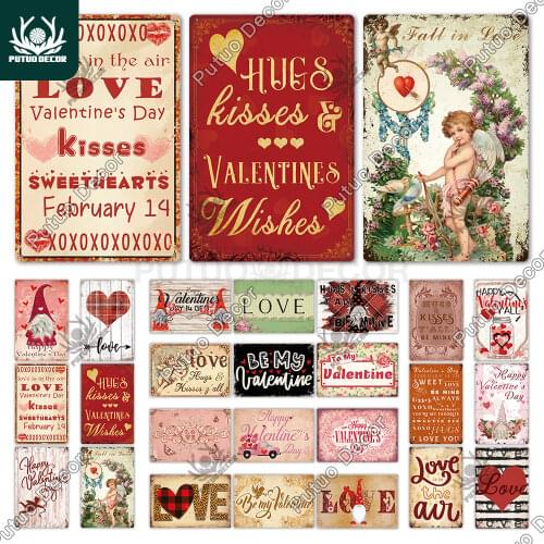 Putuo Decor Valentines Day Tin Sign Love Cupid Metal Poster Vintage for Love Present Gift Home Family Marry Room Wall Decor