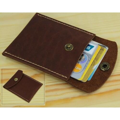 Handmade Vintage Genuine Leather Credit Card Holder Men Card ID Holder Case Women Business Card Holder small leather card sleeve
