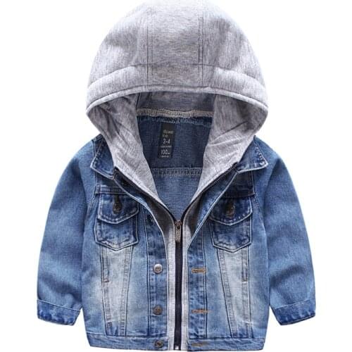 2020 Baby Bebe Boys Kids Toddler Children Denim Cowboy Hoodie Coat Outwear Costume Clothes 3-7 Years Hoodies Clothing Wholesale