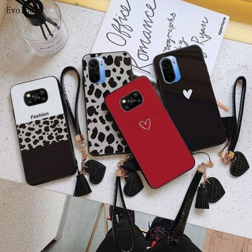 For POCO X3 nfc Case Leopard Love Heart Tempered Glass Phone Case for Xiaomi Redmi K40 Pro Note 9s 8T 8A Mi 11 10t Pro 5G Cover