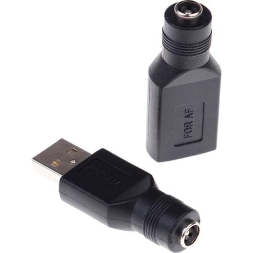 Female Jack To USB 2.0 Male Plug / Female Jack 5V DC Power Plugs Connector Adapter Laptop 5.5*2.1mm Black Color