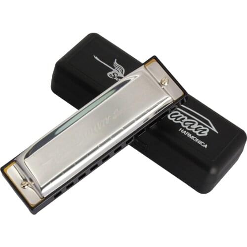 Swan Harmonicas 10 Holes 20 Tone Key of C Blues Jazz Rock Folk Music Musical Instrument Diatonic Harp Silver Color SW1020-7