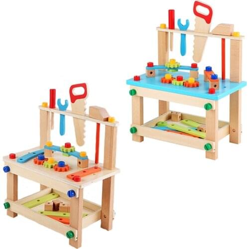 Wooden Pretend Toy Children Versatile Assembly Building Block Simulation Disassembly Tool Desk Chair Screw Nut Toy