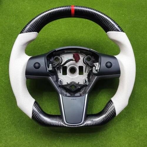 Customized Carbon Fiber Car Steering Wheel Cover Replacement Trim For Tesla Model 3 2017 2018 2019 2020 Car Accessories